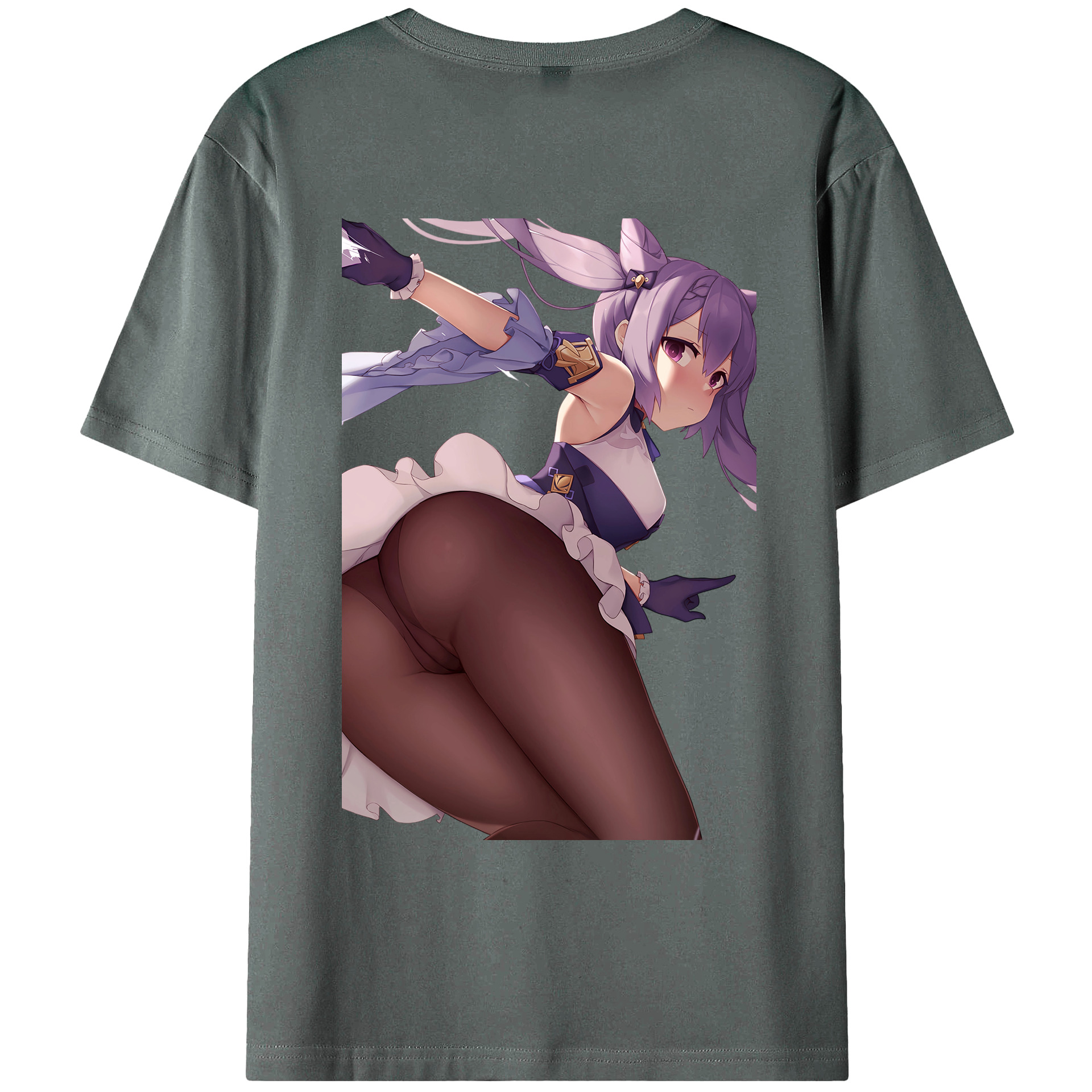 げんし神 刻晴 こくせい genshin Kokusei 綿100％ メンズ半袖Tシャツ（バックプリント） 通気性